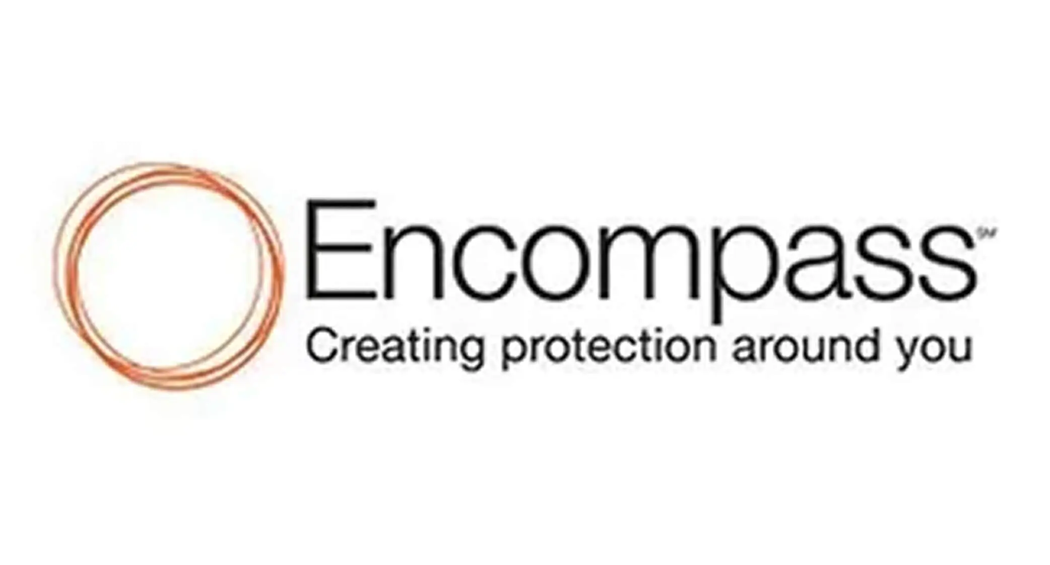 Logo of Encompass with a circular emblem on the left, the tagline